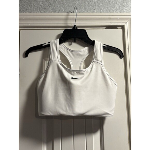 Nike Other - Nike Sports Bra Womens Large White Large Swoosh Athletic Gym Running Padded
